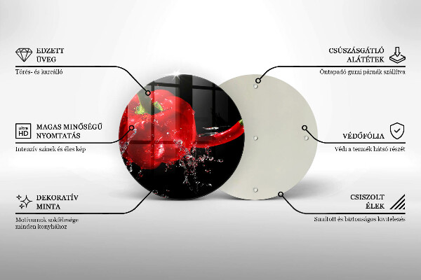 Skleněná deska do kuchyně Červené papriky ve vodě