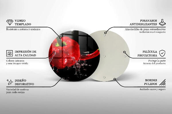Skleněná deska do kuchyně Červené papriky ve vodě