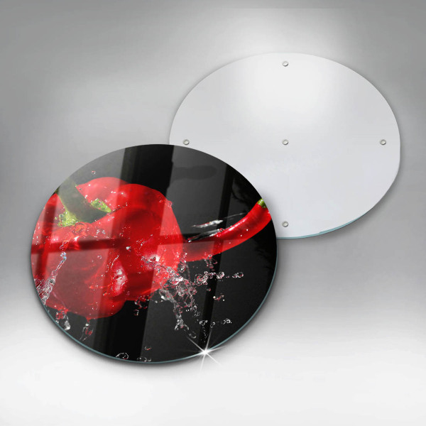 Skleněná deska do kuchyně Červené papriky ve vodě