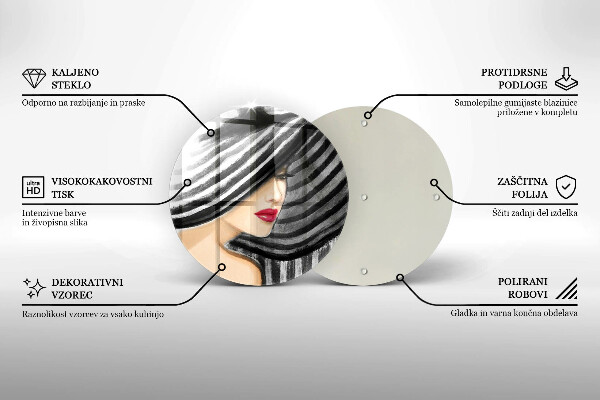 Skleněná deska do kuchyně Žena v klobouku