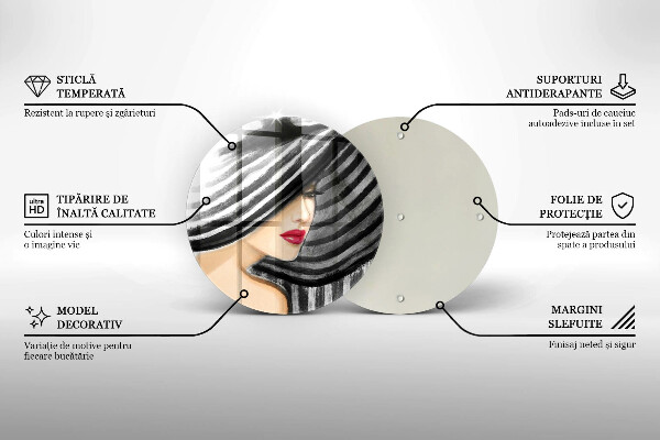 Skleněná deska do kuchyně Žena v klobouku