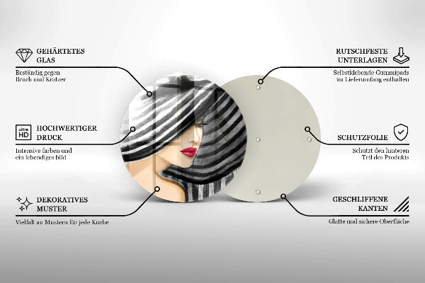 Skleněná deska do kuchyně Žena v klobouku