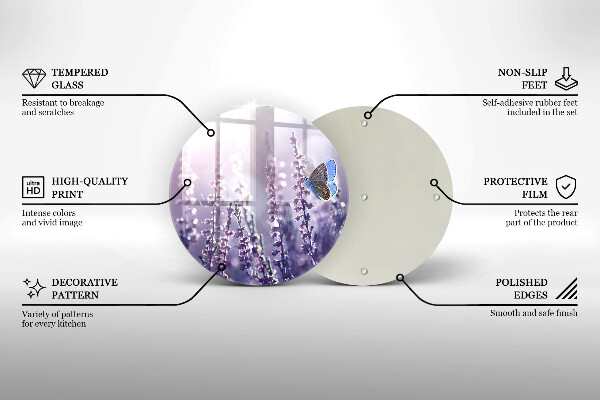 Skleněná deska do kuchyně Divoké květiny a motýl