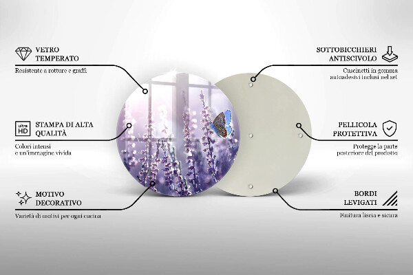 Skleněná deska do kuchyně Divoké květiny a motýl