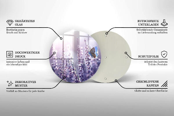 Skleněná deska do kuchyně Divoké květiny a motýl