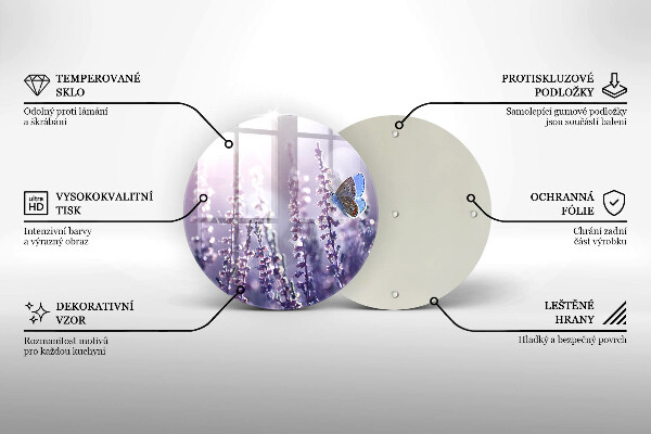 Skleněná deska do kuchyně Divoké květiny a motýl
