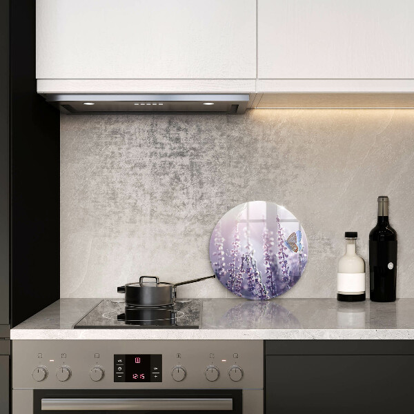 Skleněná deska do kuchyně Divoké květiny a motýl