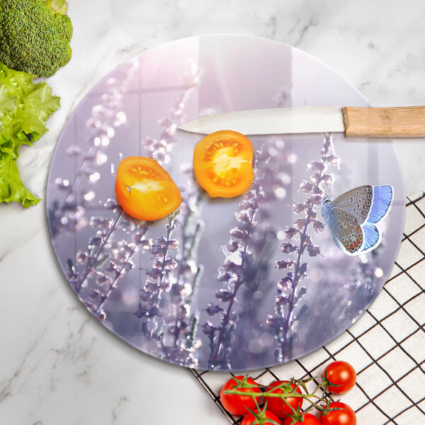 Skleněná deska do kuchyně Divoké květiny a motýl