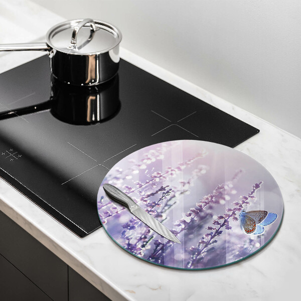 Skleněná deska do kuchyně Divoké květiny a motýl