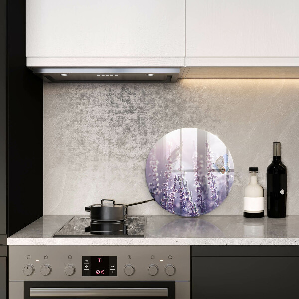 Skleněná deska do kuchyně Divoké květiny a motýl