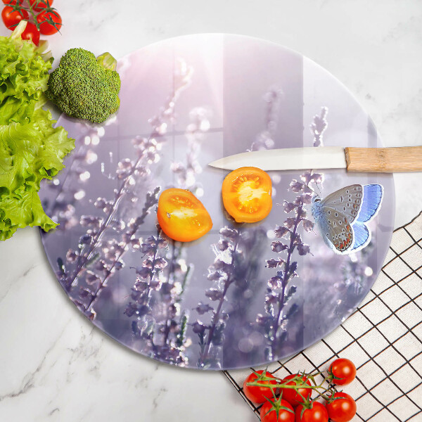 Skleněná deska do kuchyně Divoké květiny a motýl