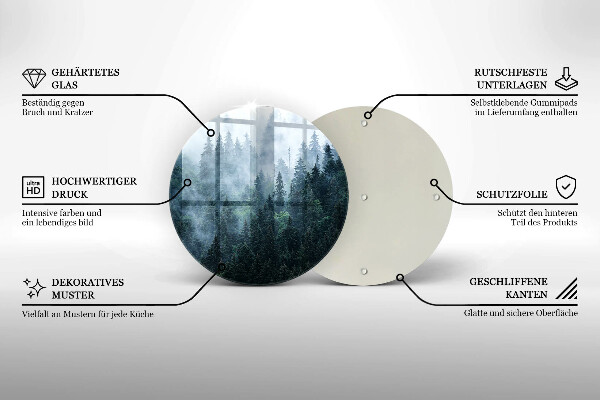 Skleněná deska do kuchyně Lesní stromy a mlha