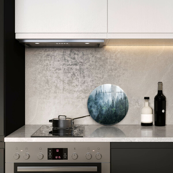 Skleněná deska do kuchyně Lesní stromy a mlha