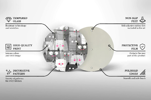 Skleněná deska do kuchyně Ilustrace kočky
