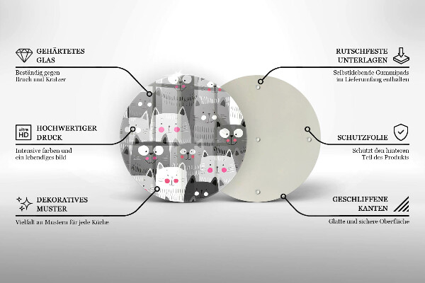 Skleněná deska do kuchyně Ilustrace kočky