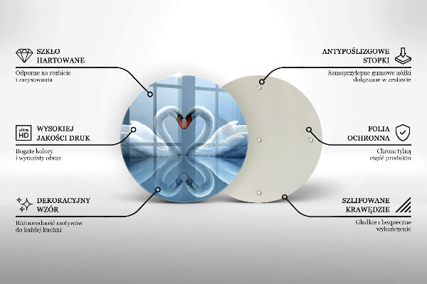Skleněná deska do kuchyně Dvě labutí srdce