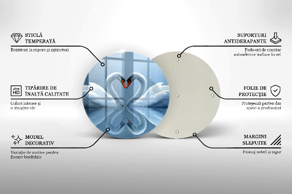 Skleněná deska do kuchyně Dvě labutí srdce