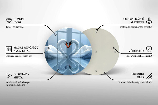 Skleněná deska do kuchyně Dvě labutí srdce