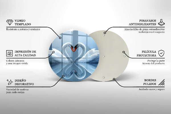 Skleněná deska do kuchyně Dvě labutí srdce