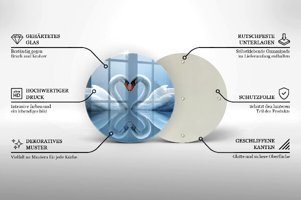 Skleněná deska do kuchyně Dvě labutí srdce