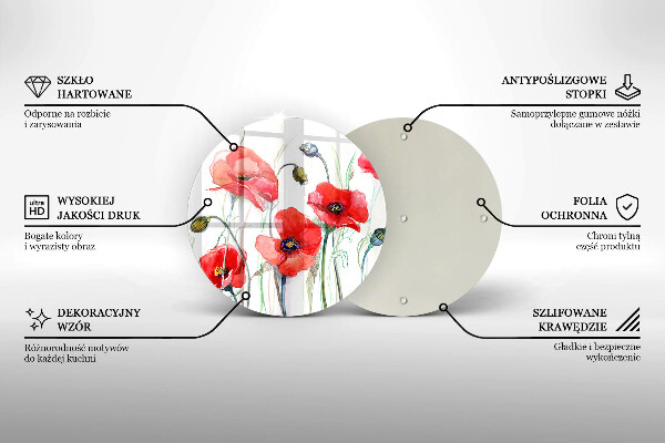 Skleněná deska do kuchyně Květy červeného máku