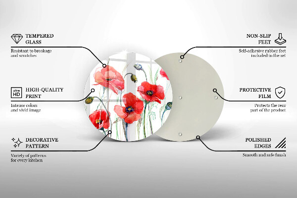 Skleněná deska do kuchyně Květy červeného máku