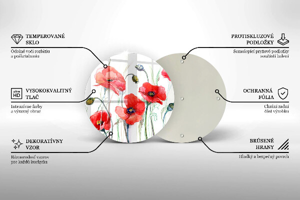 Skleněná deska do kuchyně Květy červeného máku