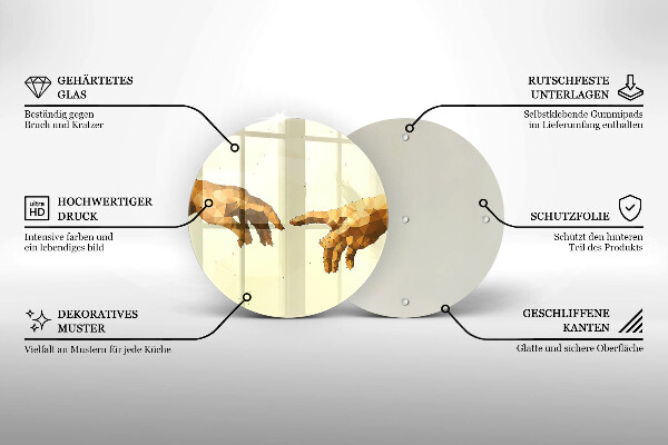 Skleněná deska do kuchyně Stvoření adamových rukou