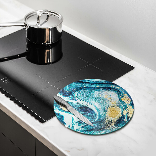 Skleněné krájecí prkénko Modré zlato abstrakce