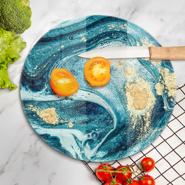 Skleněné krájecí prkénko Modré zlato abstrakce