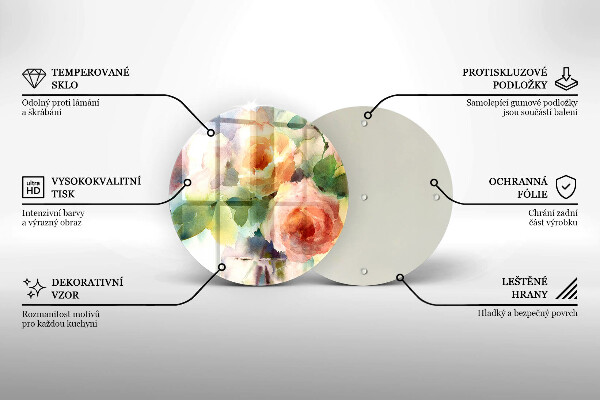 Skleněná deska do kuchyně Malované květiny