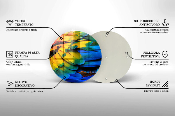 Skleněná deska do kuchyně Barevné papouščí peří