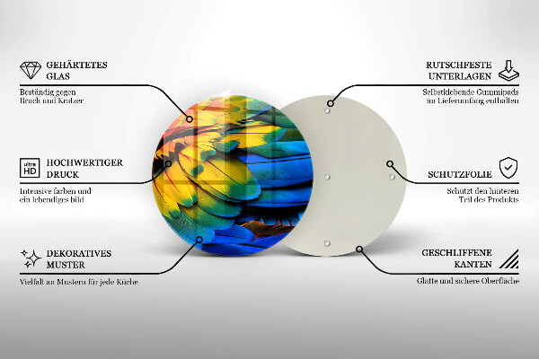 Skleněná deska do kuchyně Barevné papouščí peří