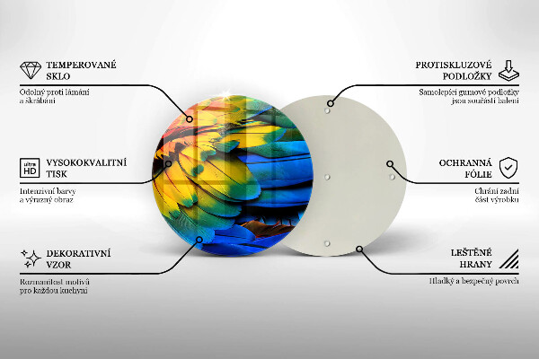 Skleněná deska do kuchyně Barevné papouščí peří