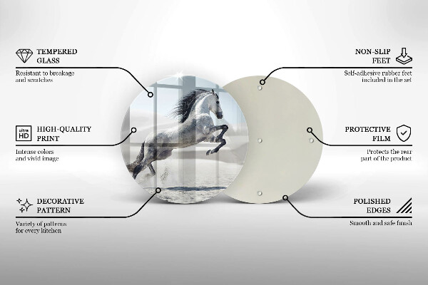 Skleněná deska do kuchyně Oře z bílého koně