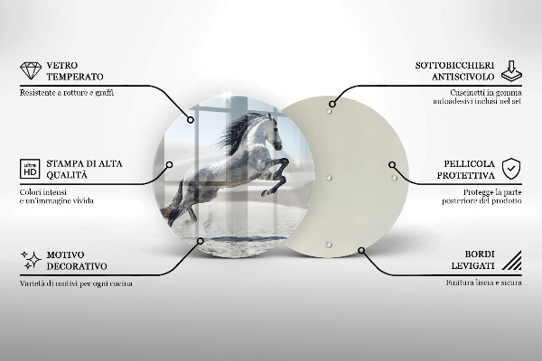 Skleněná deska do kuchyně Oře z bílého koně