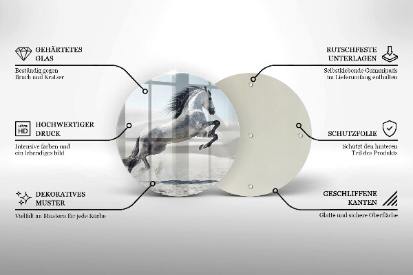 Skleněná deska do kuchyně Oře z bílého koně