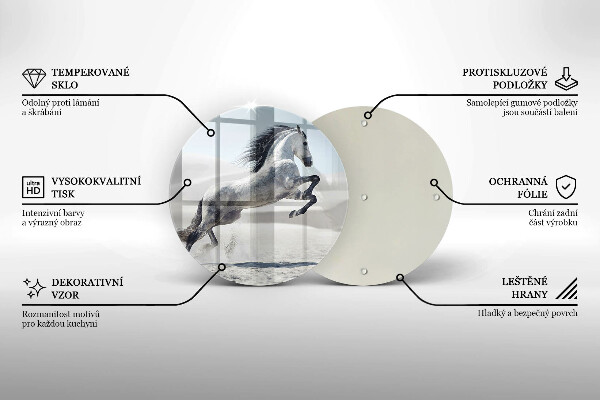 Skleněná deska do kuchyně Oře z bílého koně