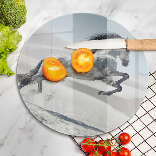 Skleněná deska do kuchyně Oře z bílého koně