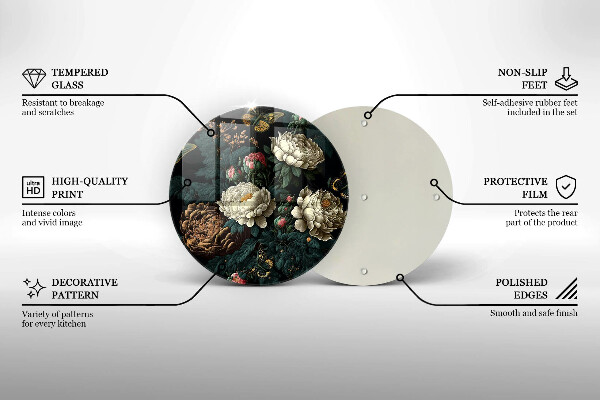 Skleněná deska do kuchyně Vintage květy pivoňky