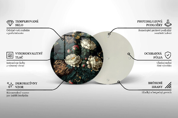 Skleněná deska do kuchyně Vintage květy pivoňky