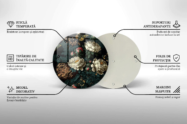 Skleněná deska do kuchyně Vintage květy pivoňky