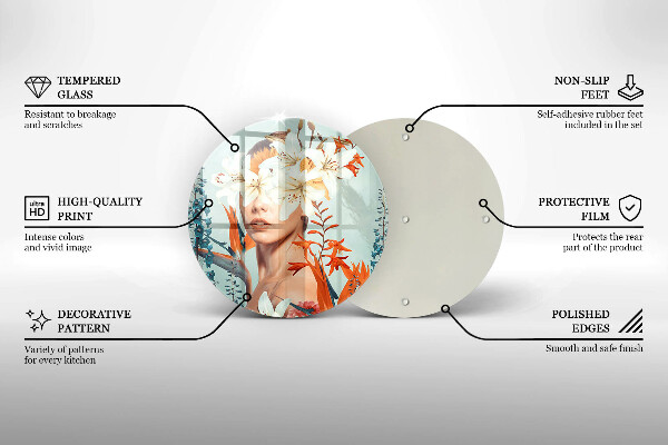 Skleněná deska do kuchyně Žena v květinách