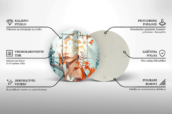 Skleněná deska do kuchyně Žena v květinách