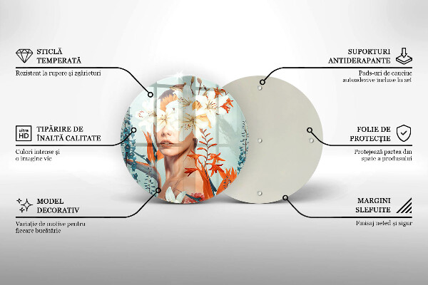 Skleněná deska do kuchyně Žena v květinách