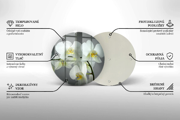 Skleněná deska do kuchyně Bílé květy orchidejí