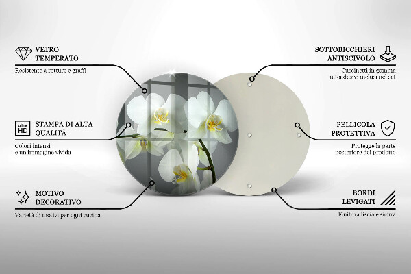 Skleněná deska do kuchyně Bílé květy orchidejí