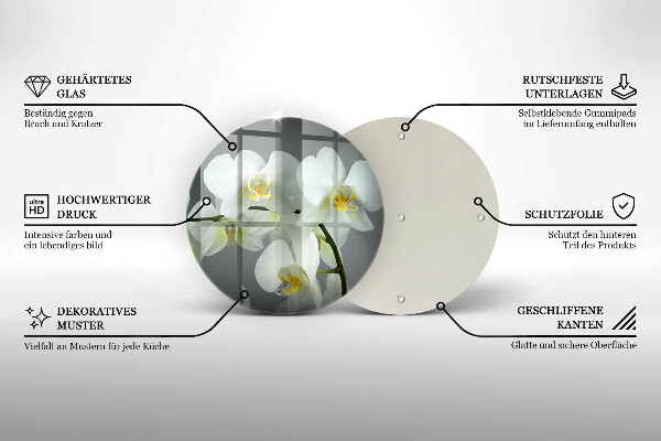 Skleněná deska do kuchyně Bílé květy orchidejí