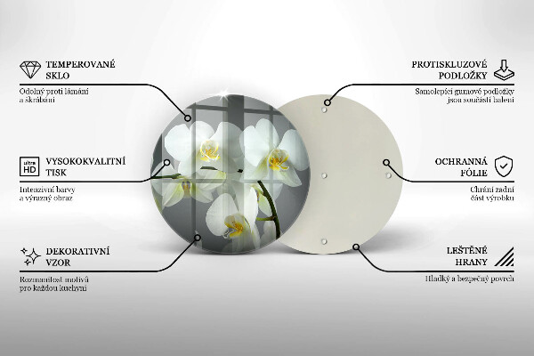Skleněná deska do kuchyně Bílé květy orchidejí