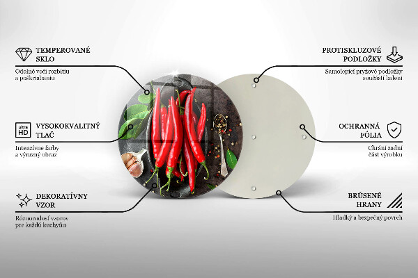 Skleněná deska do kuchyně Červené chilli papričky